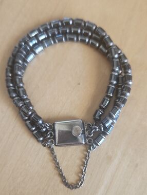 Sterling Silver 925 Multi-Strand Hematite Bracelet 36g